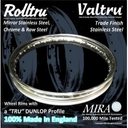 Velocette Dunlop Classic Profile Rims Only - Stainless, Chrome & Raw Steel