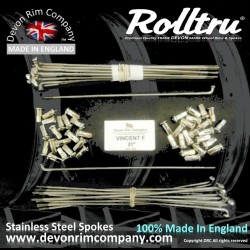 VIN3-SSP 21" Rolltru Premium Stainless Steel Spoke Set for Vincent Front Hub