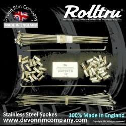 VIN6-SSP 19" Rolltru Premium Stainless Steel Spoke Set for Vincent Rear Hub (AS VIN4-SSP)