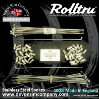 VIN5-SSP 18" Rolltru Premium Stainless Steel Spoke Set for Vincent Rear Hub