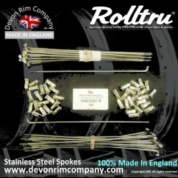 VIN5-SSP 18" Rolltru Premium Stainless Steel Spoke Set for Vincent Rear Hub